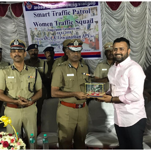 Receiving award from Ex-Commissioner of Police Chennai